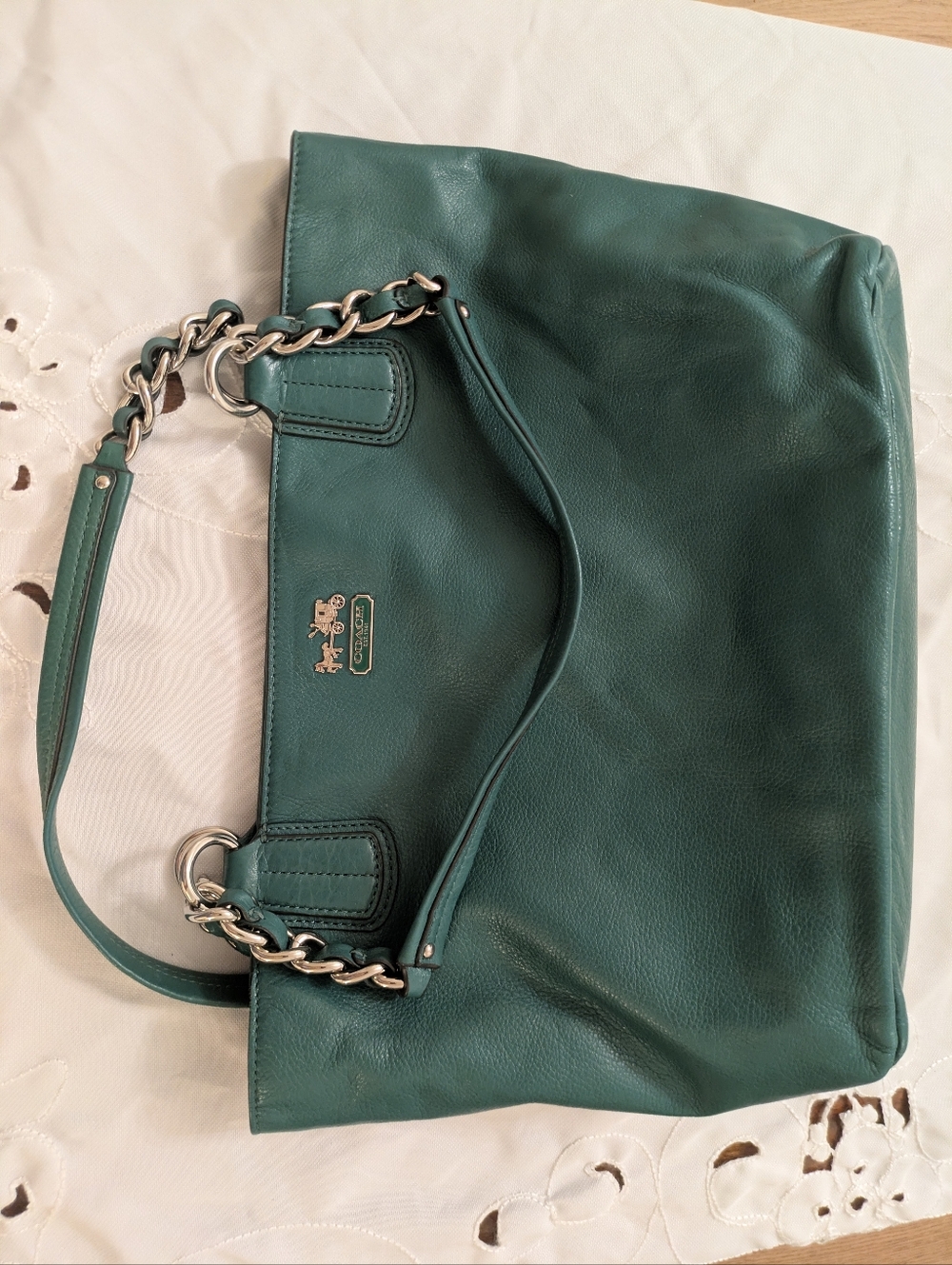 Coach - Madison Chain Tote C1294-20466 - Kelly Green Leather - Mint Condition - Picture 9 of 12